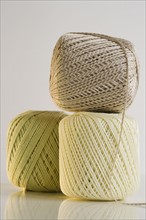 Studio shot of balls of yarn.
