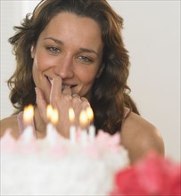 Woman celebrating her birthday.