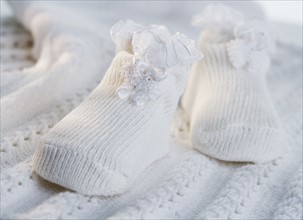 Close up of baby booties.