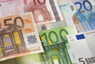 Close up of assorted Euros.
