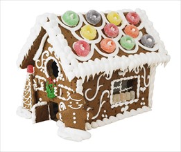 Decorated gingerbread house.