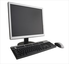 Computer monitor, keyboard and mouse.