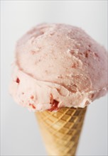 Close up of ice cream cone.