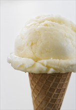 Close up of ice cream cone.