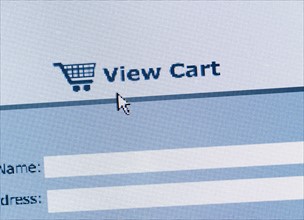 Close up of online shopping cart.
