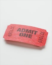 Close up of Admit One ticket.