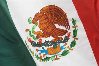 Close up of Mexican flag.