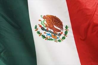 Close up of flag of Mexico.