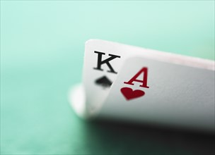 Close up of winning blackjack hand.