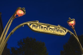 Low angle view of sign reading Metropolitain.