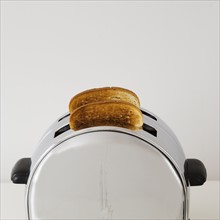 Close up of toast in toaster.