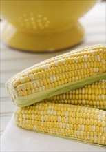 Close up of corn on the cob.