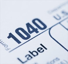 Close up of 1040 tax form.
