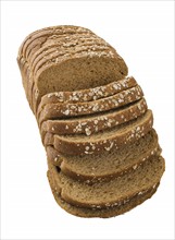 Close up of sliced loaf of bread.