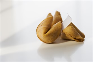Close up of fortune cookies.