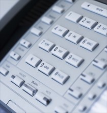 Close up of telephone keypad.
