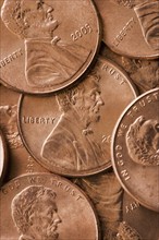 Close up of pennies.