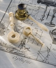 Old fashioned magnifying glasses on diagram.