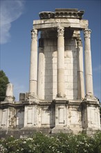 Low angle view of Temple of Vesta, Roman Forum, Italy.