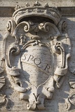 Close up of Latin inscription in stone.