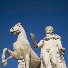 Low angle view of statue of Castor, Piazza del Campidoglio, Italy.