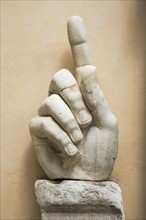 Close up of the hand of Constantine statue, Capitoline Museum, Italy.