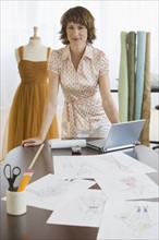 Female clothing designer in shop.