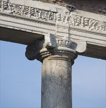 Ionic column on Temple of Saturnus, Roman Forum, Italy.
