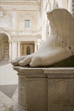 The foot of Constantine statue, Capitoline Museum, Italy.