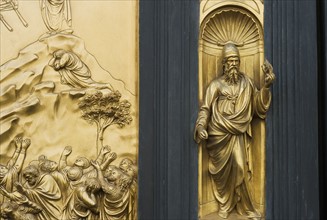 Ornate detail on door, The Gates of Paradise, Florence, Italy.
