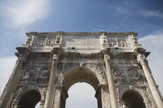 Low angle view of the Arch of Constantine, Italy.