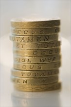 Stack of British Pound coins.
