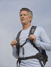 Man wearing backpack.