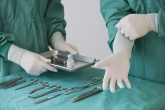 Doctors preparing for surgery.