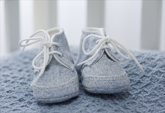 Close up of baby shoes. Date : 2007