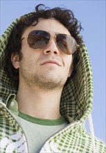 Man wearing hood and sunglasses. Date : 2007