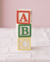 Close up of ABC blocks. Date : 2007