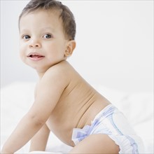Baby wearing diaper. Date : 2007