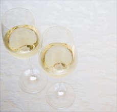 Close up of wine glasses. Date : 2006