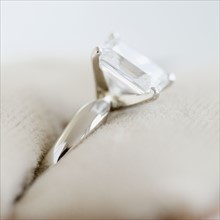 Close up of diamond engagement ring. Date : 2006