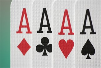 Extreme closeup of four aces. Date : 2006