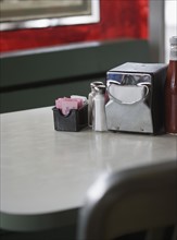 Still life of table in diner. Date : 2006