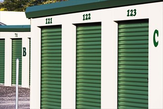 Row of outdoor self storage units. Date : 2007