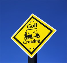 Low angle view of Golf Crossing street sign. Date : 2007