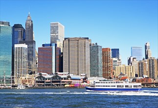 New York City skyline along water. Date : 2007