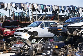 Cars and car parts in junkyard. Date : 2007