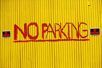 No Parking painted on wall. Date : 2007