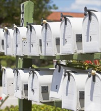 Rows of outdoor mailboxes. Date : 2007