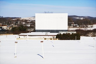 Blank billboard in snowy rural area. Date : 2007