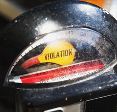 Close up of Violation on parking meter. Date : 2007